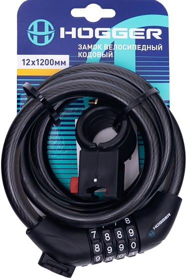Замок вело/трос/код GK-102,705B 12 х1200 мм 4 цифры сменный черный