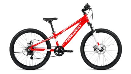 Велосипед подростковый 24" FORWARD Rise 2.0 Al disc 11"(красный/белый) 14.2 кг(7ск)