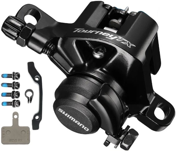Калипер Shimano BR-TX805 F160/R140 (адаптер+калипер+колодки+крепл) черный Калипер Shimano BR-TX805 F160/R140 (адаптер+калипер+колодки+крепл) черный
