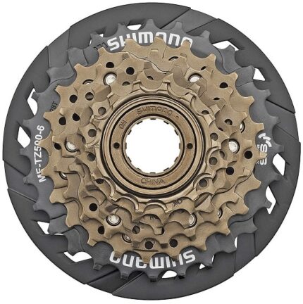 Кассета трещетка 6 звезд Shimano TZ-500  14-28T с защитой коричневый/черный
